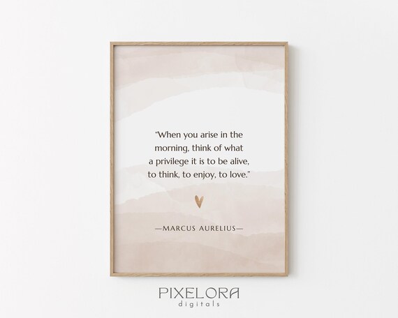 Marcus Aurelius Quote Inspirational Wall Art Motivational Poster Famous Life Happiness Decor