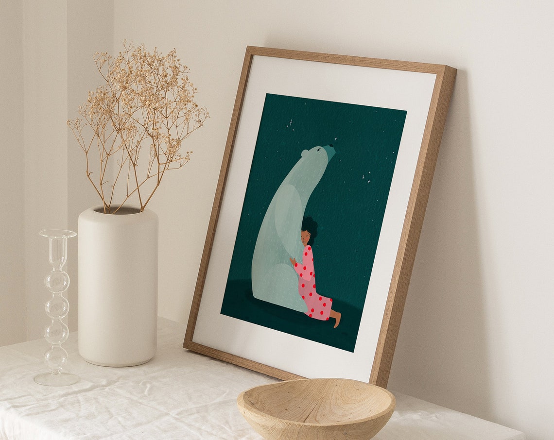 Soley And The Bear Night Sky Art Print - Image 2