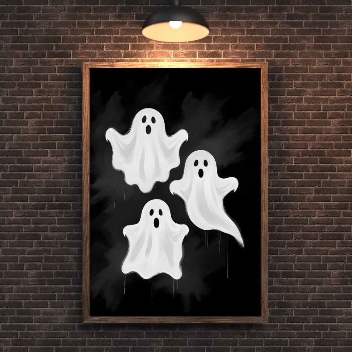Three Cute Friendly Ghosts Floating Spooky Halloween Night Poster - Image 5
