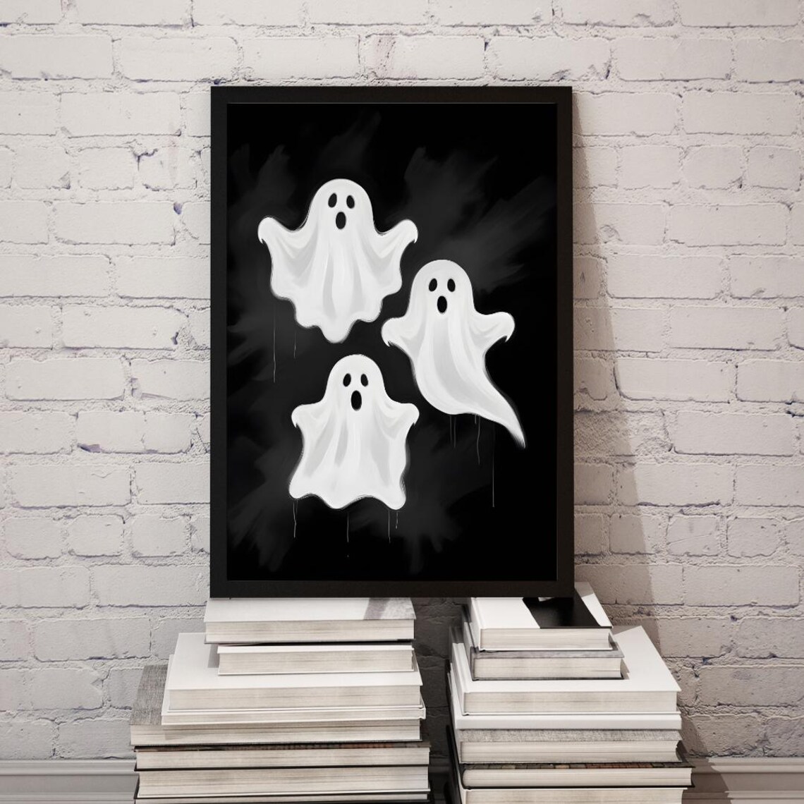 Three Cute Friendly Ghosts Floating Spooky Halloween Night Poster - Image 2