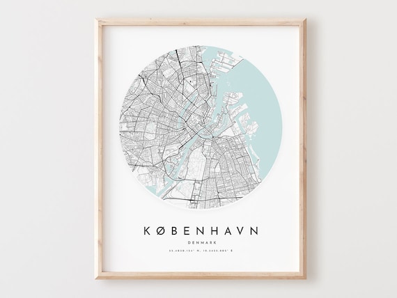 Kbenhavn Map Print Modern City Street Art