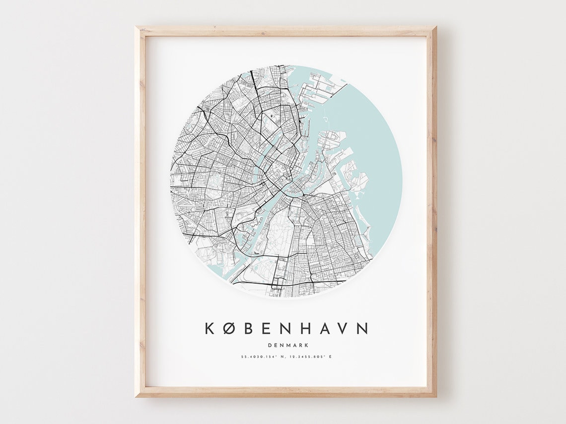 Kbenhavn Map Print Modern City Street Art