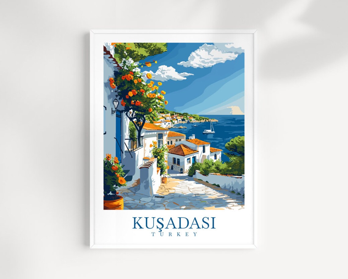 Kuadas Travel Print Wall Art Turkey Wall Hanging Home Dcor Kuadasi Gift Art Lovers Turkey Art Lover Gift Kuadas City Turkey Travel