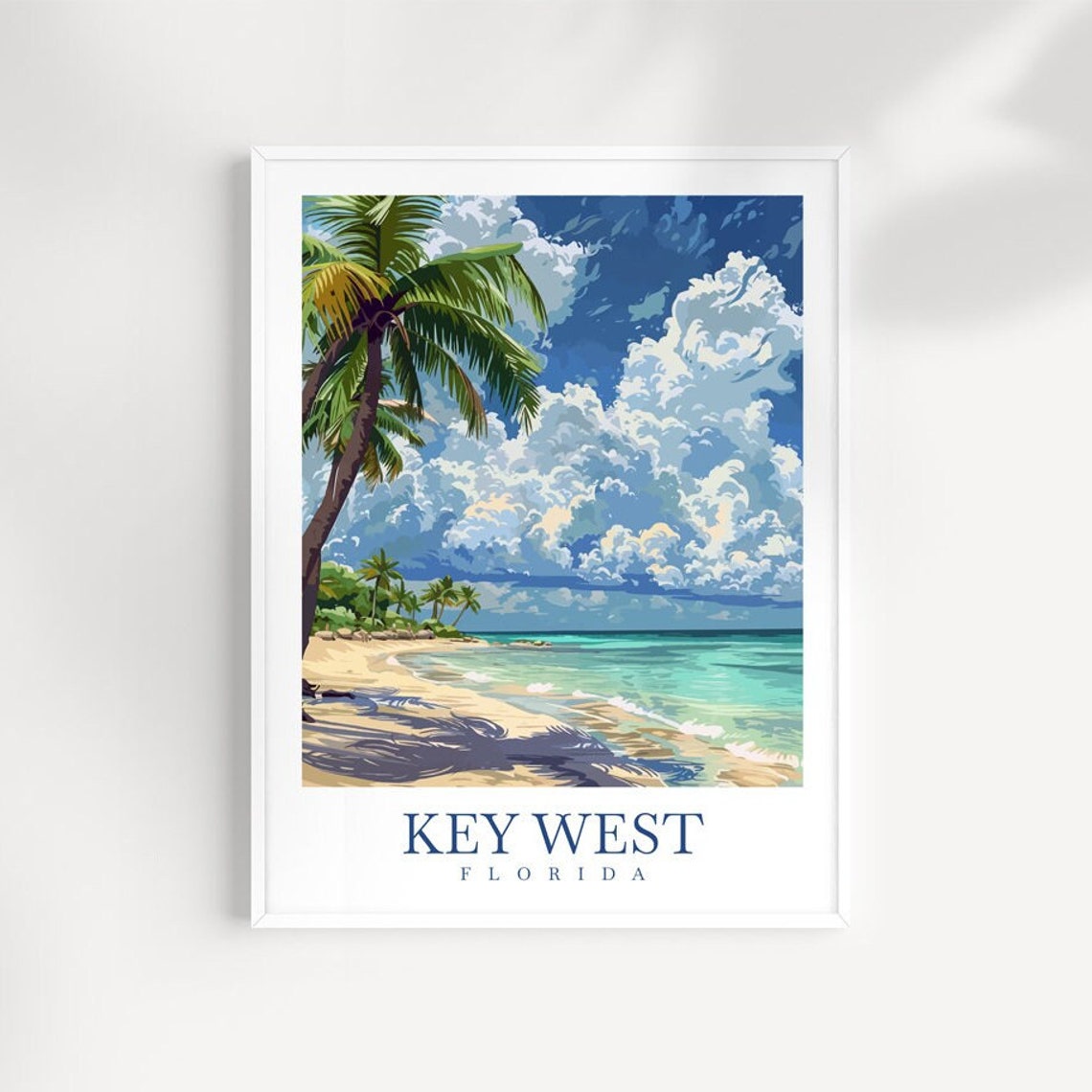 Key West Florida White Sand Beach Palm Trees Tropical Seaside Poster