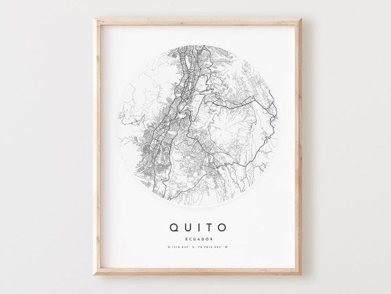 Quito Map Print, Ecuador City Street Wall Art