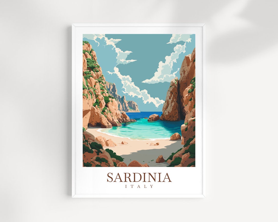 Sardinia Italy Turquoise Cove Rocky Beach Mediterranean Poster