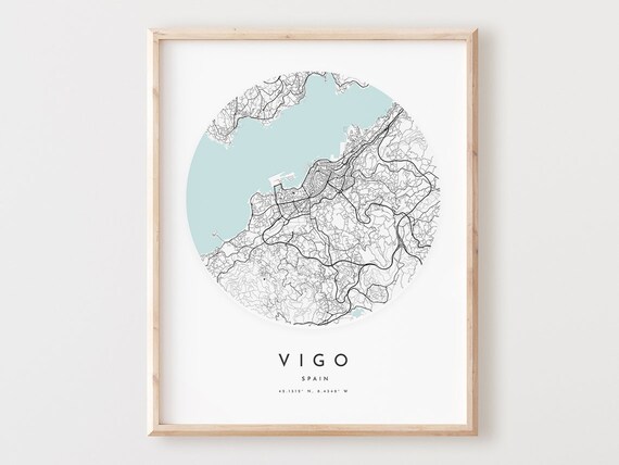 Vigo Map Print Modern City Street Wall Art