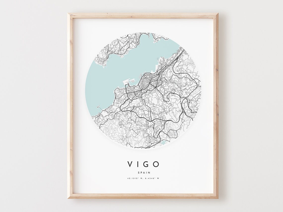 Vigo Map Print Modern City Street Wall Art