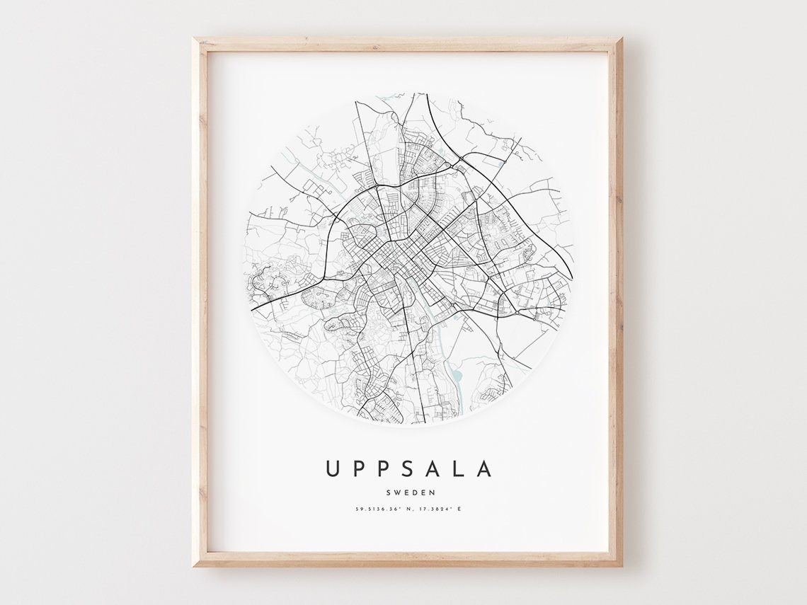 Uppsala Sweden Minimalist City Map Circle Line Art Travel Poster