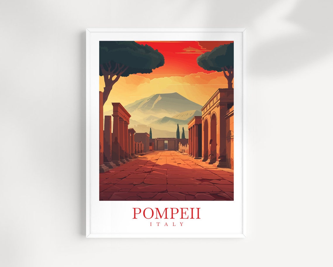 Pompeii Italy Ancient Roman Street Ruins Vesuvius View Poster