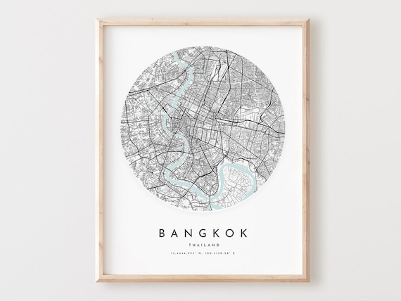 Bangkok Map Art Print Minimalist City Street Poster