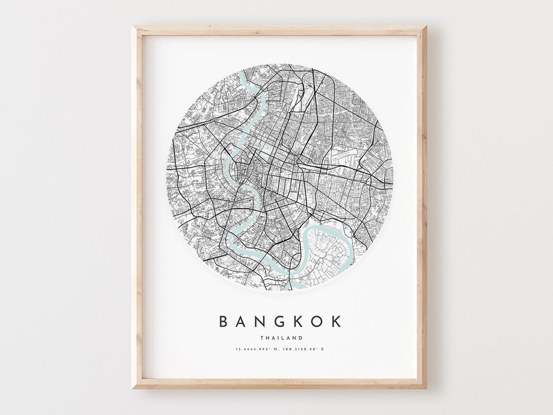 Bangkok Map Art Print Minimalist City Street Poster