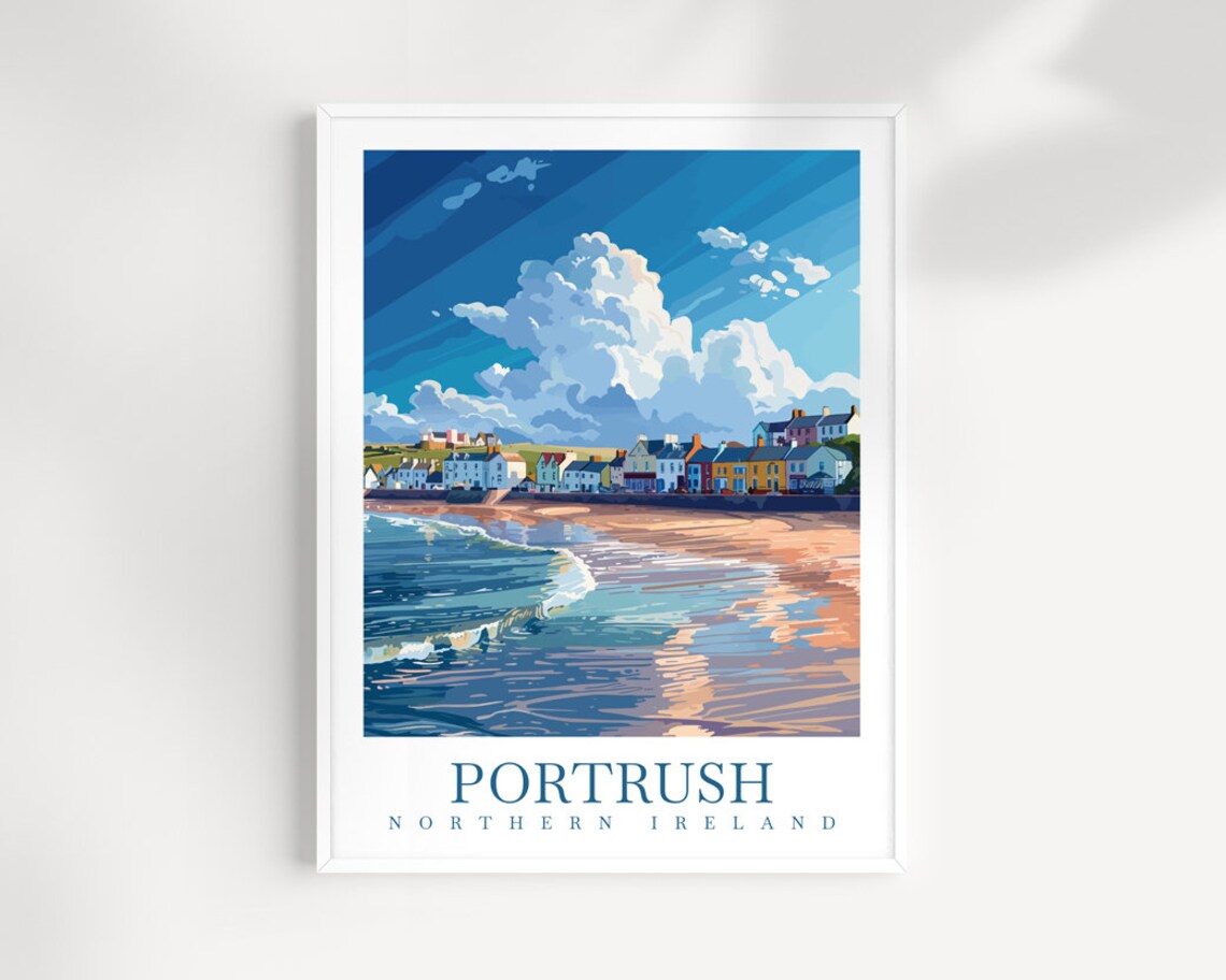 Portrush Northern Ireland Beach And Colorful Harbor Houses Poster