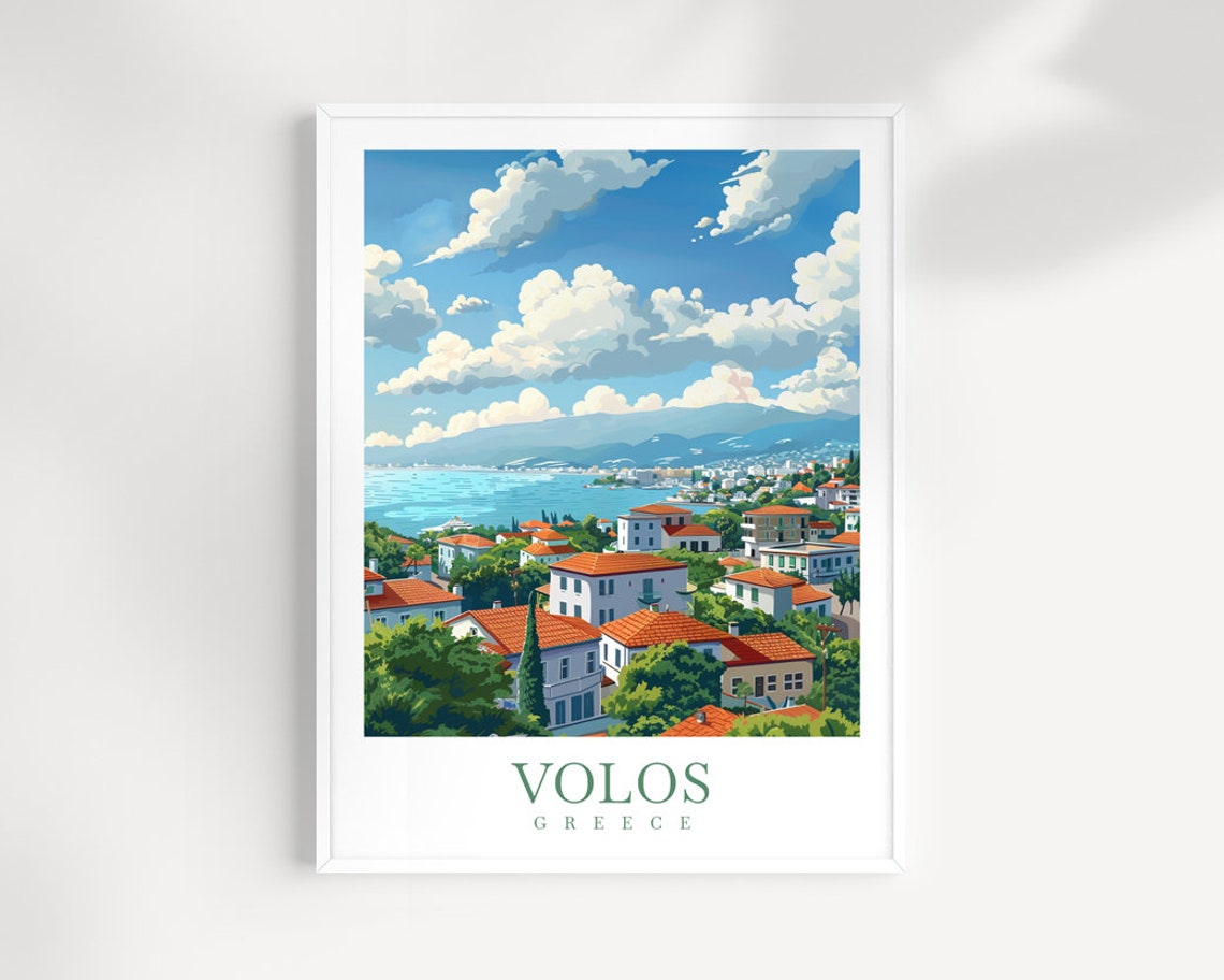 Volos Greece Panoramic Red Roof Town Overlooking the Bay Poster