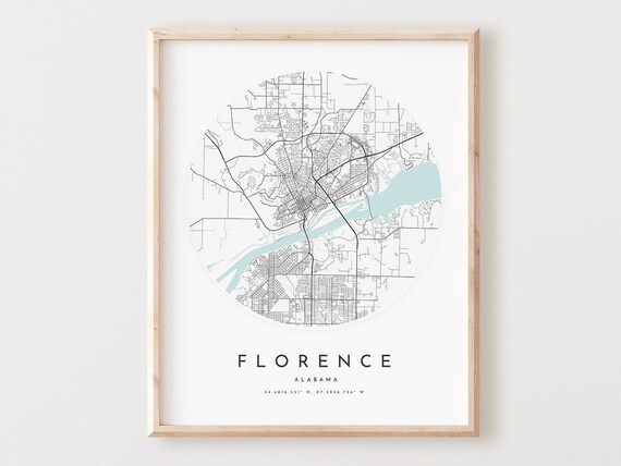 Florence Alabama Map Print Modern City Street Art