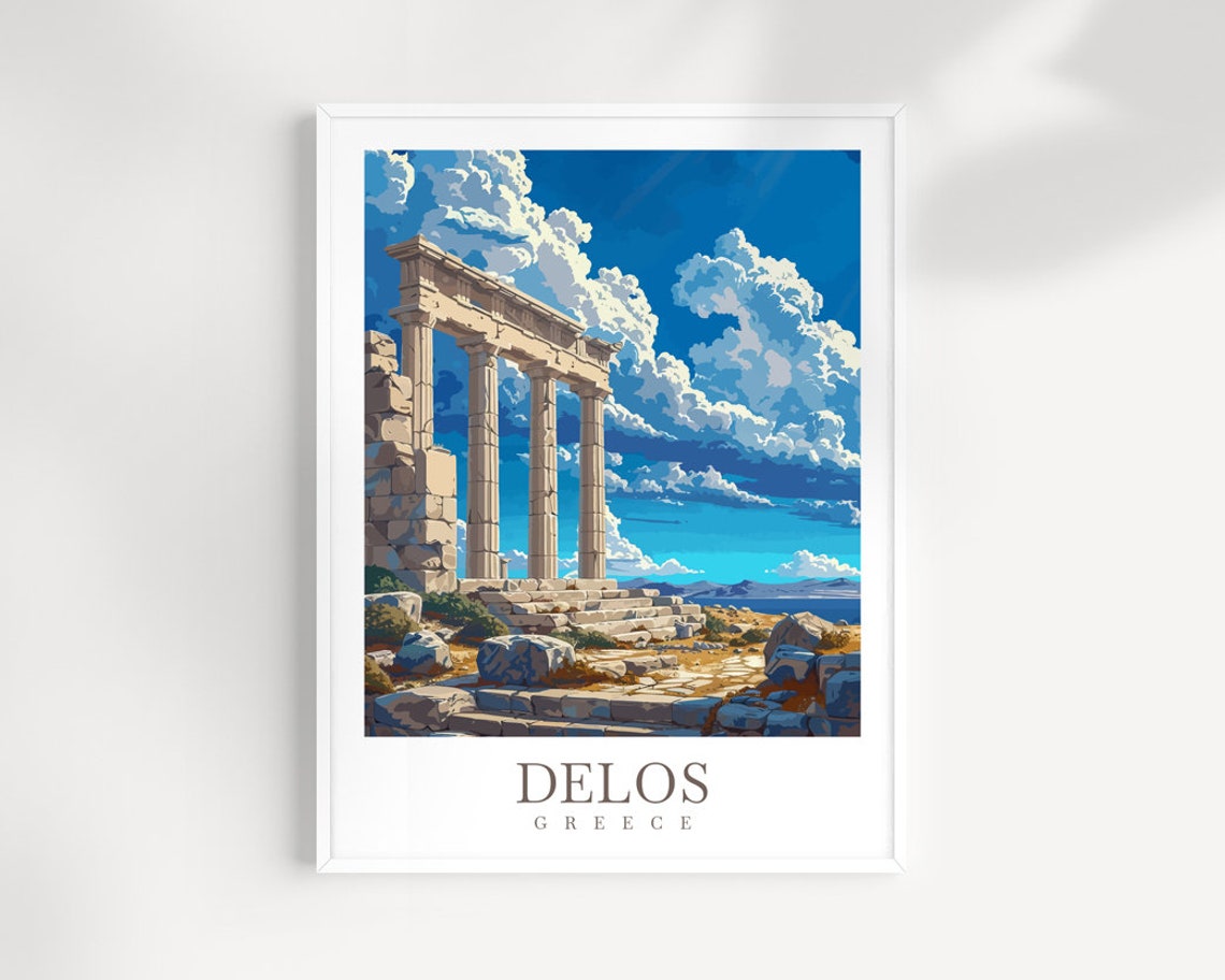 Delos Greece Archaeological Ancient Temple Ruins Columns Poster