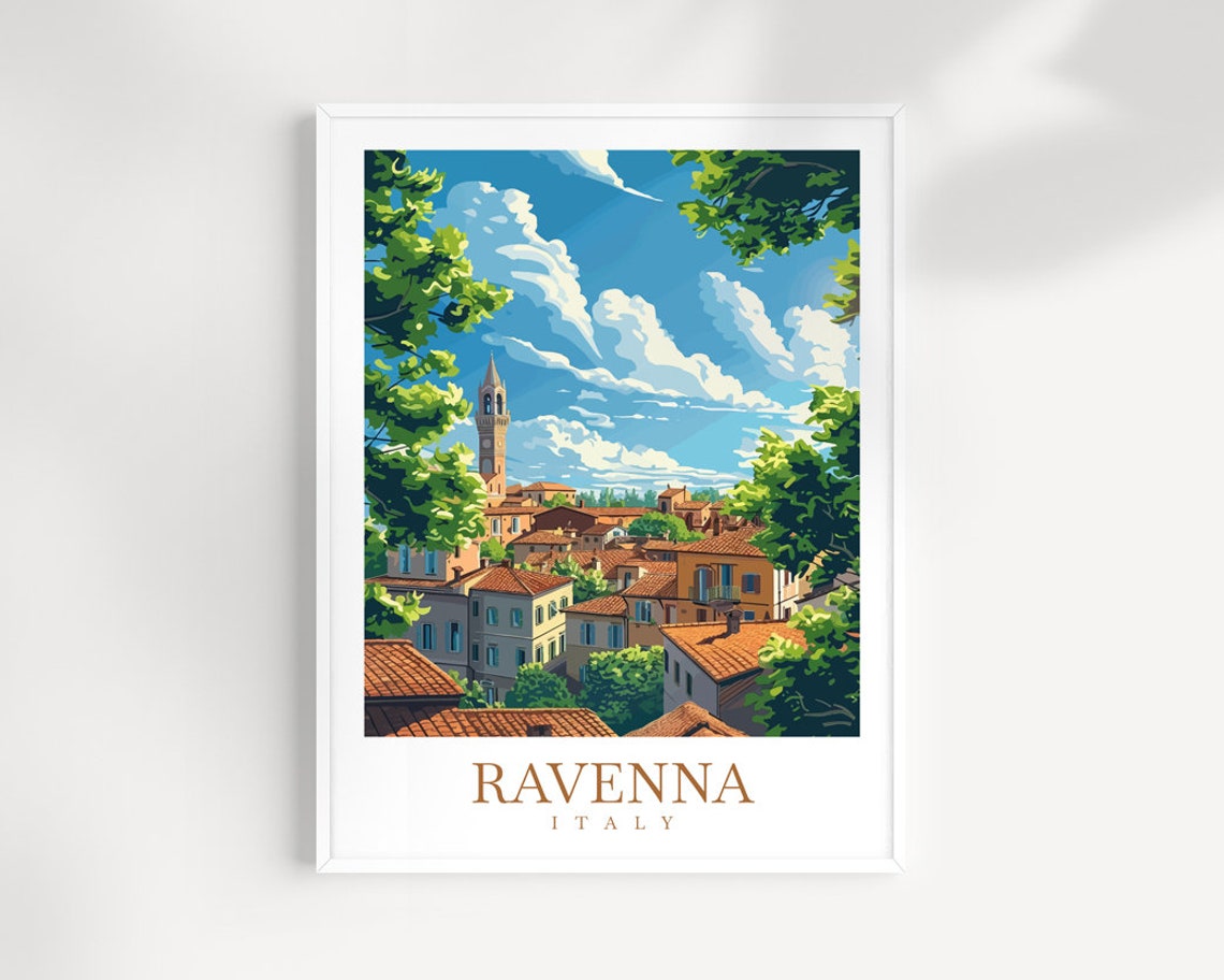 Ravenna Italy Old Town Rooftops Bell Tower View Travel Poster