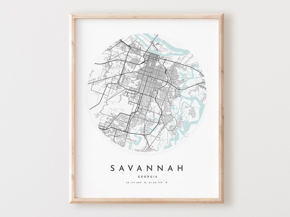 Savannah Georgia Map Print City Street Art
