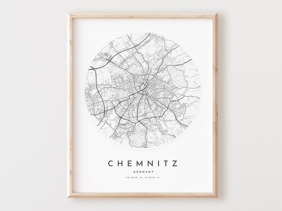 Chemnitz Map Print Minimalist City Street Wall Art
