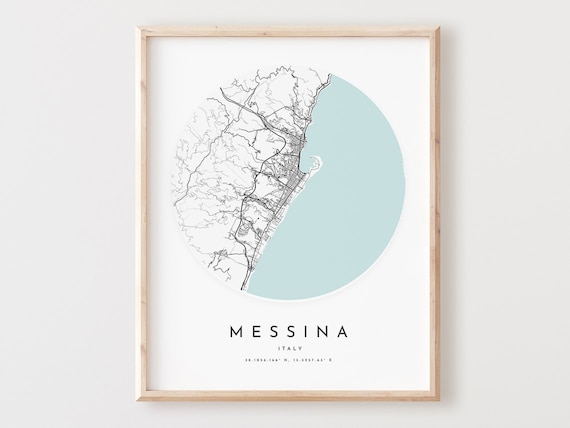Messina Map Print Minimalist City Street Art Poster