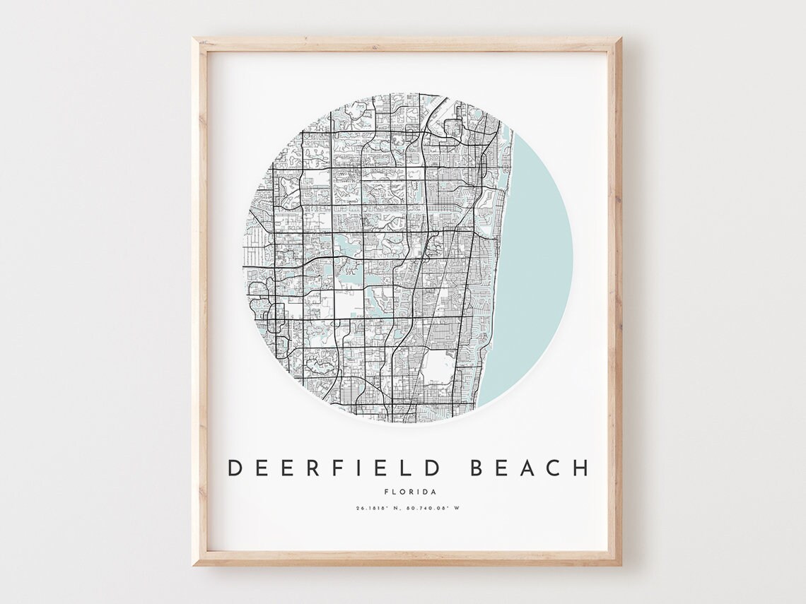 Deerfield Beach Map Art Print Florida City Street Poster