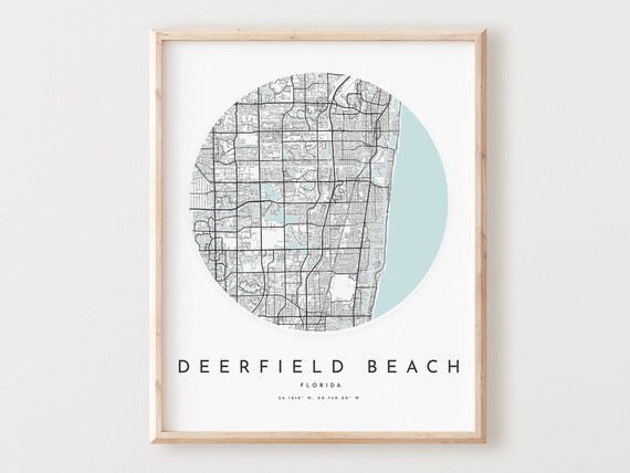 Deerfield Beach Map Art Print Florida City Street Poster