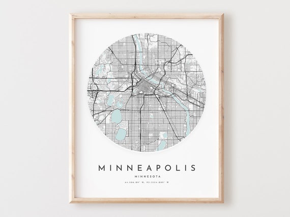 Minneapolis Map Print, Modern City Street Art