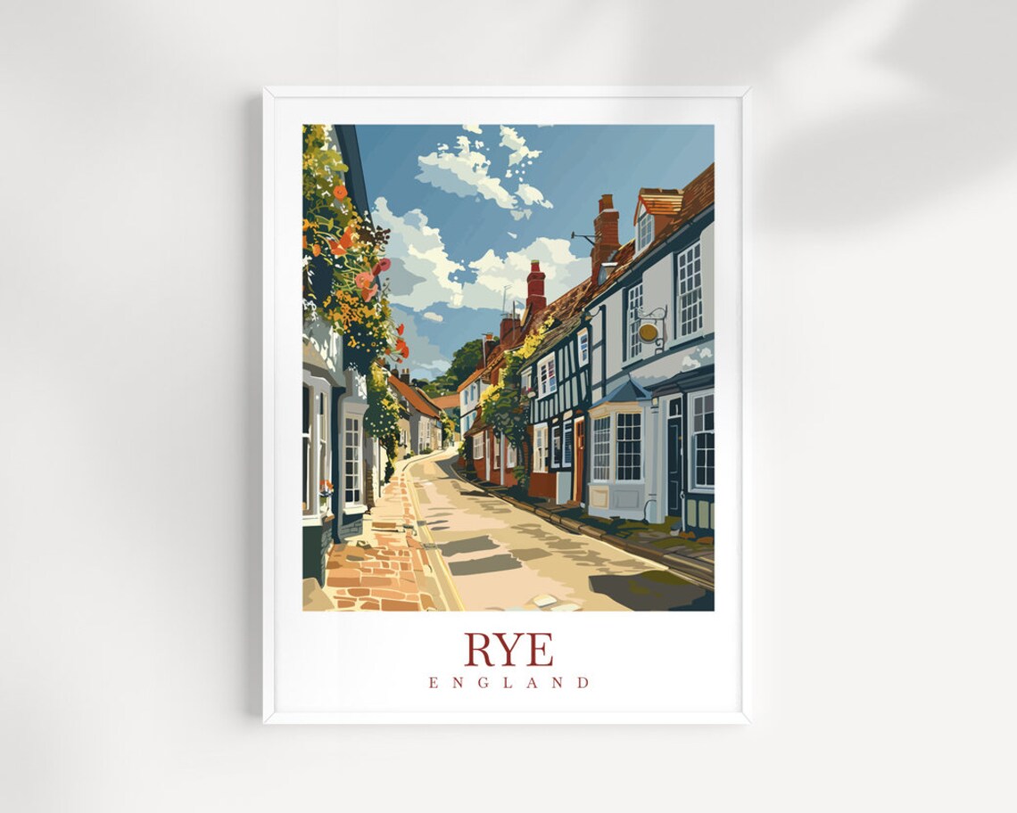 Rye England Flower Lined Historic Street Summer Day View Poster