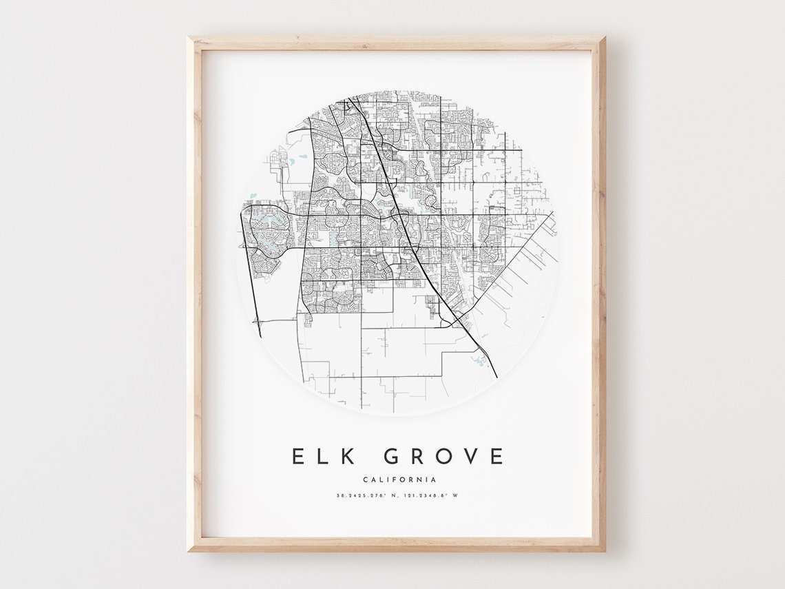 Elk Grove Map Print City Street Art