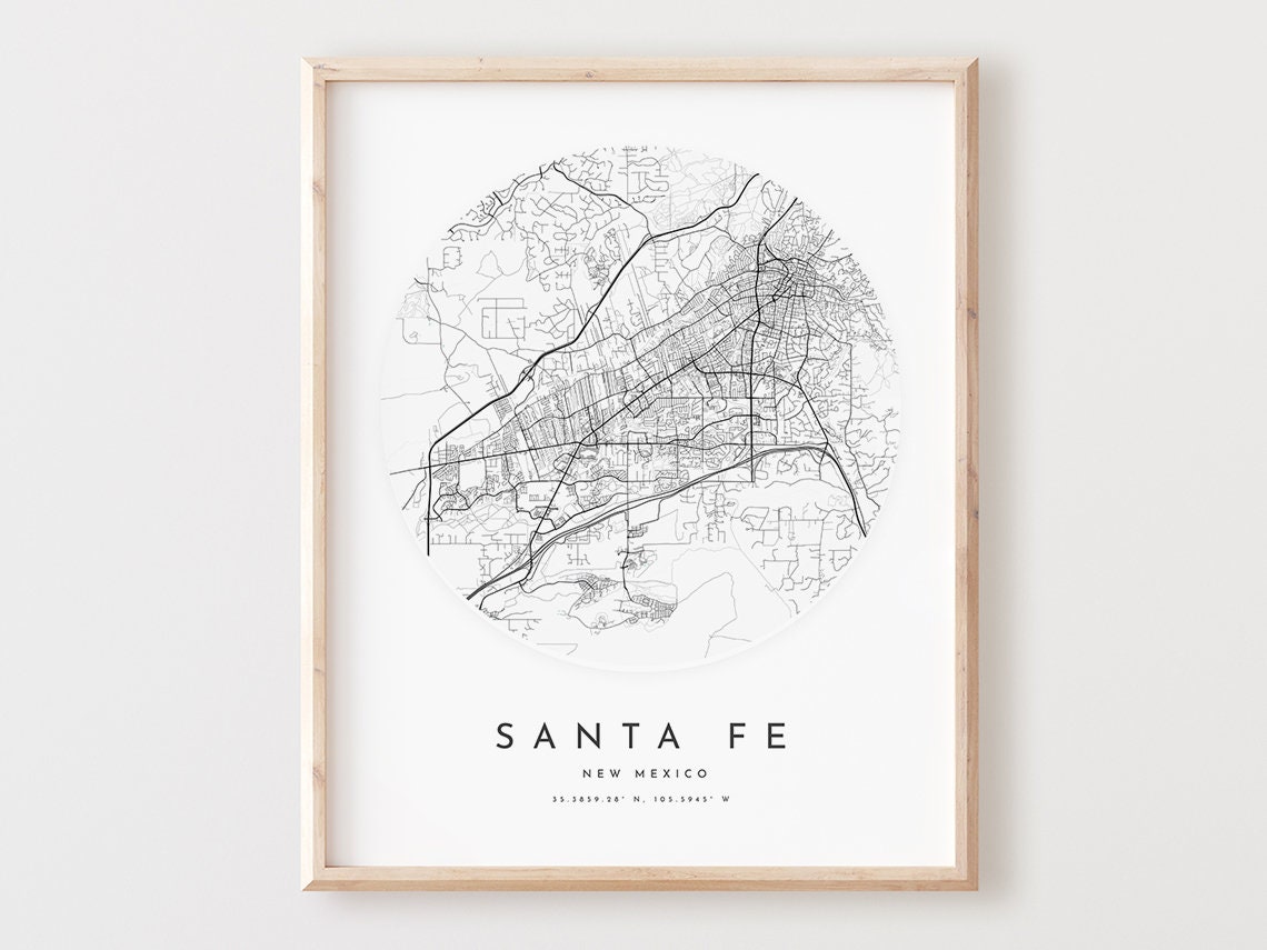 Santa Fe New Mexico City Street Map Minimalist Circle Poster