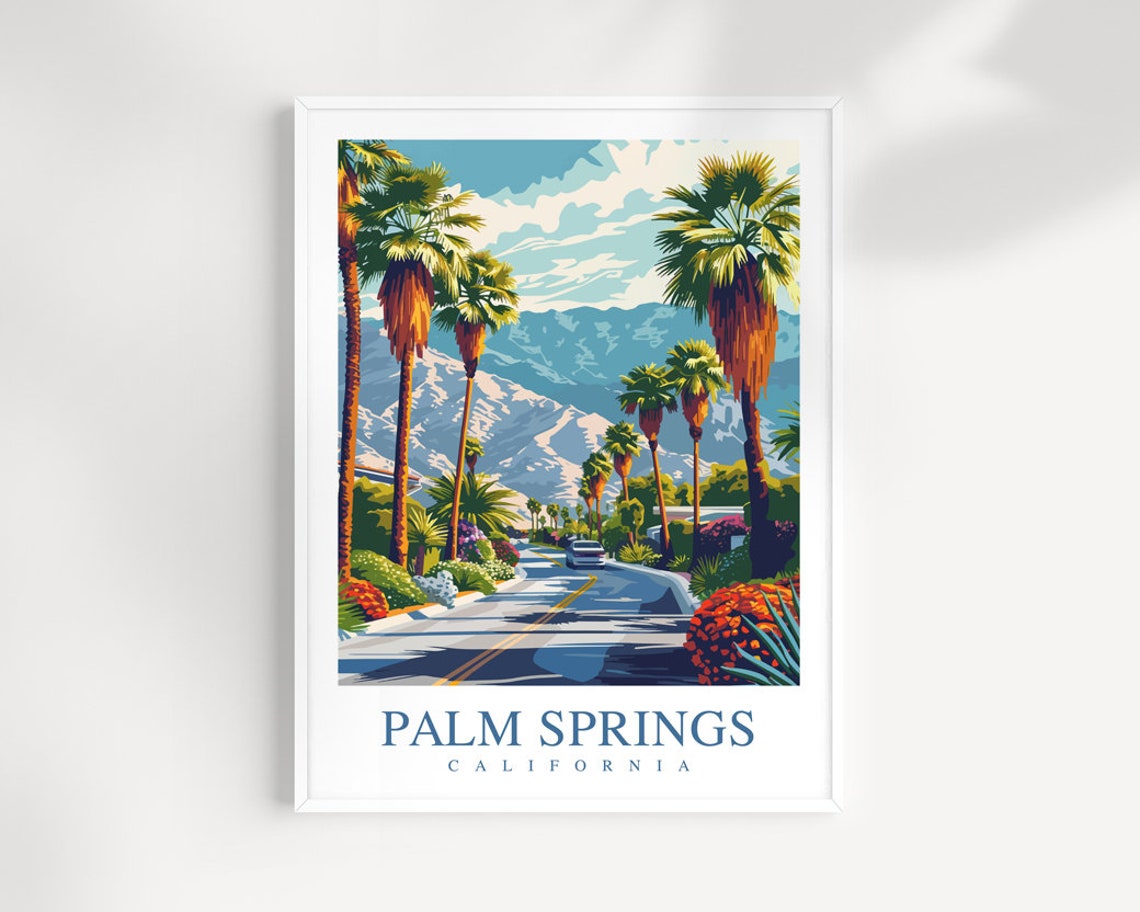 Palm Springs California Palm Road Mountain Drive Scene Poster