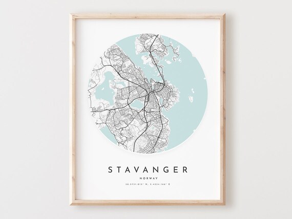 Stavanger Map Print City Street Wall Art