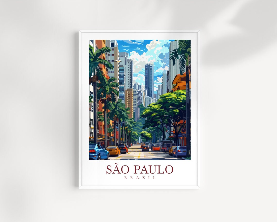 Sao Paulo Travel Print Brazil Poster Wall Art Sao Paulo Wall Hanging Home Decor Sao Paulo Gift Art Lovers Print Art Brazil Wall Art Poster