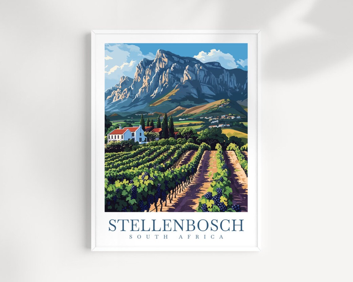 Stellenbosch Travel Poster, South Africa Wall Art