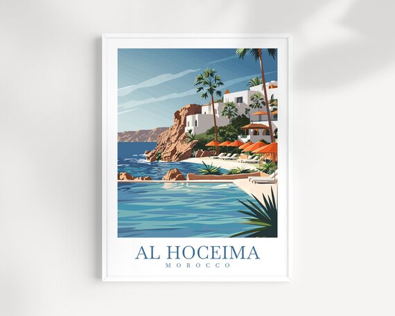 Al Hoceima Travel Print Morocco Home Dcor Al Hoceima Art Print Al Hoceima Room Poster For Morocco Gift Art Morocco Poster Wall Art