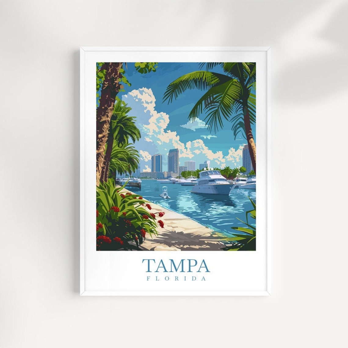 Tampa Travel Print Travel Wall Art Florida Wall Hanging Home Dcor Tampa Gift Art Lovers Tampa Art Lover Gift Tampa Florida Art