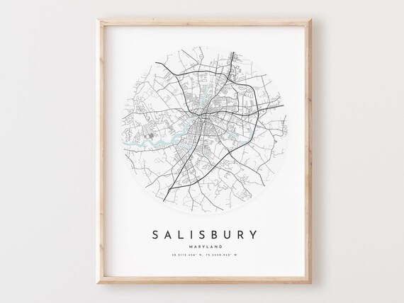 Salisbury Maryland Map Print City Street Art Poster
