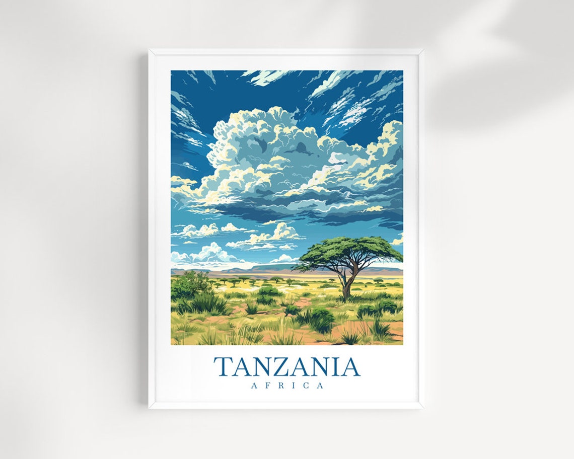 Tanzania Travel Print Wall Art Africa Wall Hanging Home Dcor Tanzania Gift Art Lovers Tanzania Art Lover Gift Wall Art Tanzania Art