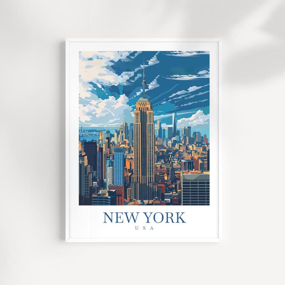 New York City Empire State Building Skyline Vintage Travel Poster