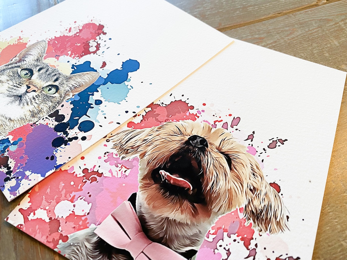 Custom Pet Portrait Splash Pet Art Print - Image 2