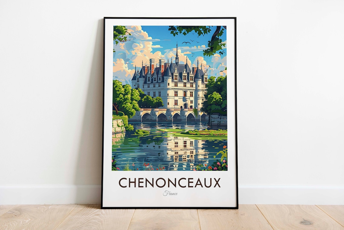 Chenonceaux France Vintage Travel Poster, Europe