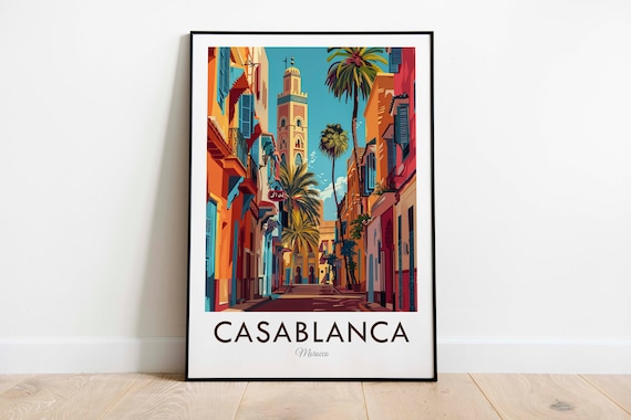 Casablanca Morocco Vintage Style Travel Print Wall Art Home Decor Wall Hanging Art Lover Gift Decor