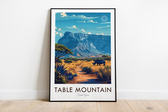 Table Mountain South Africa Vintage Style Travel Print Wall Art Home Decor Wall Hanging Art Lover Gift Decor
