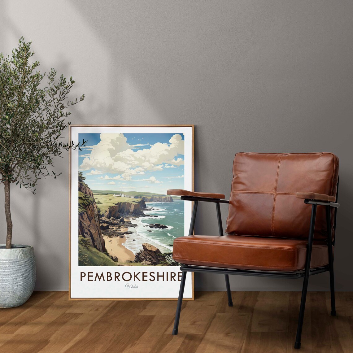 Pembrokeshire Wales Vintage Travel Poster, Home Decor