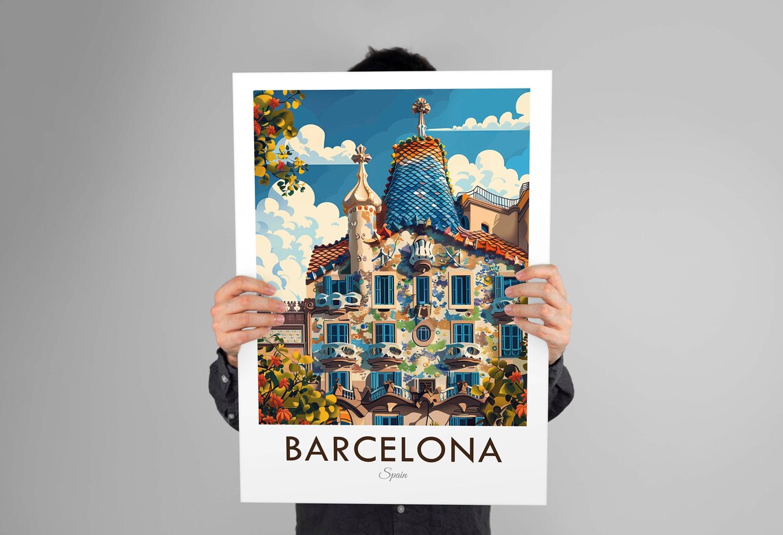 Barcelona Spain Vintage Travel Poster, Europe Decor - Image 3