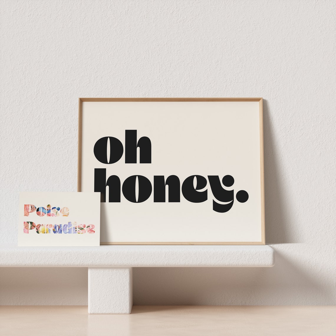 Oh Honey Bold Retro Typography Horizontal Statement Art Poster - Image 4