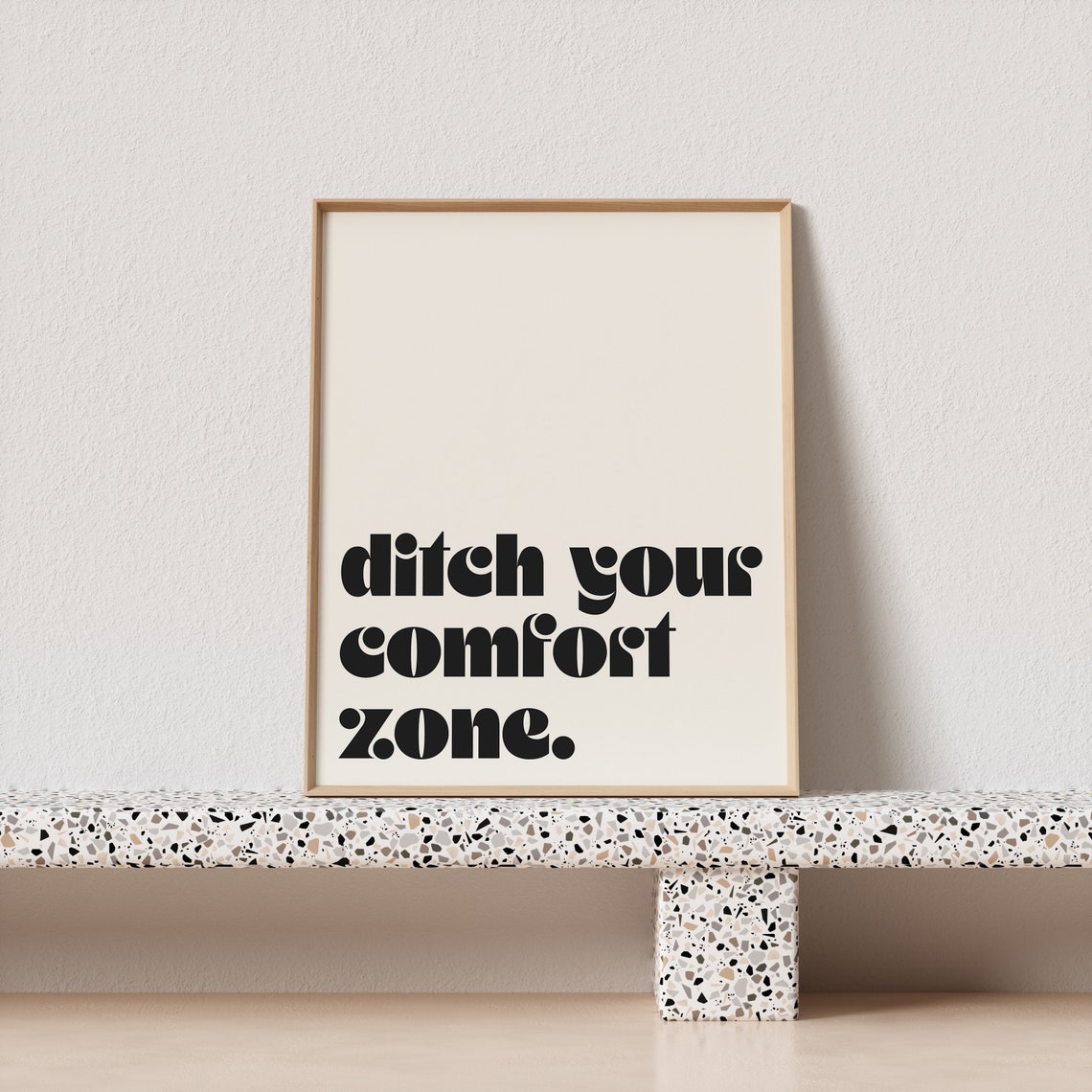 Ditch Your Comfort Zone Retro Typography Poster Cream Bold Black Art - Image 3