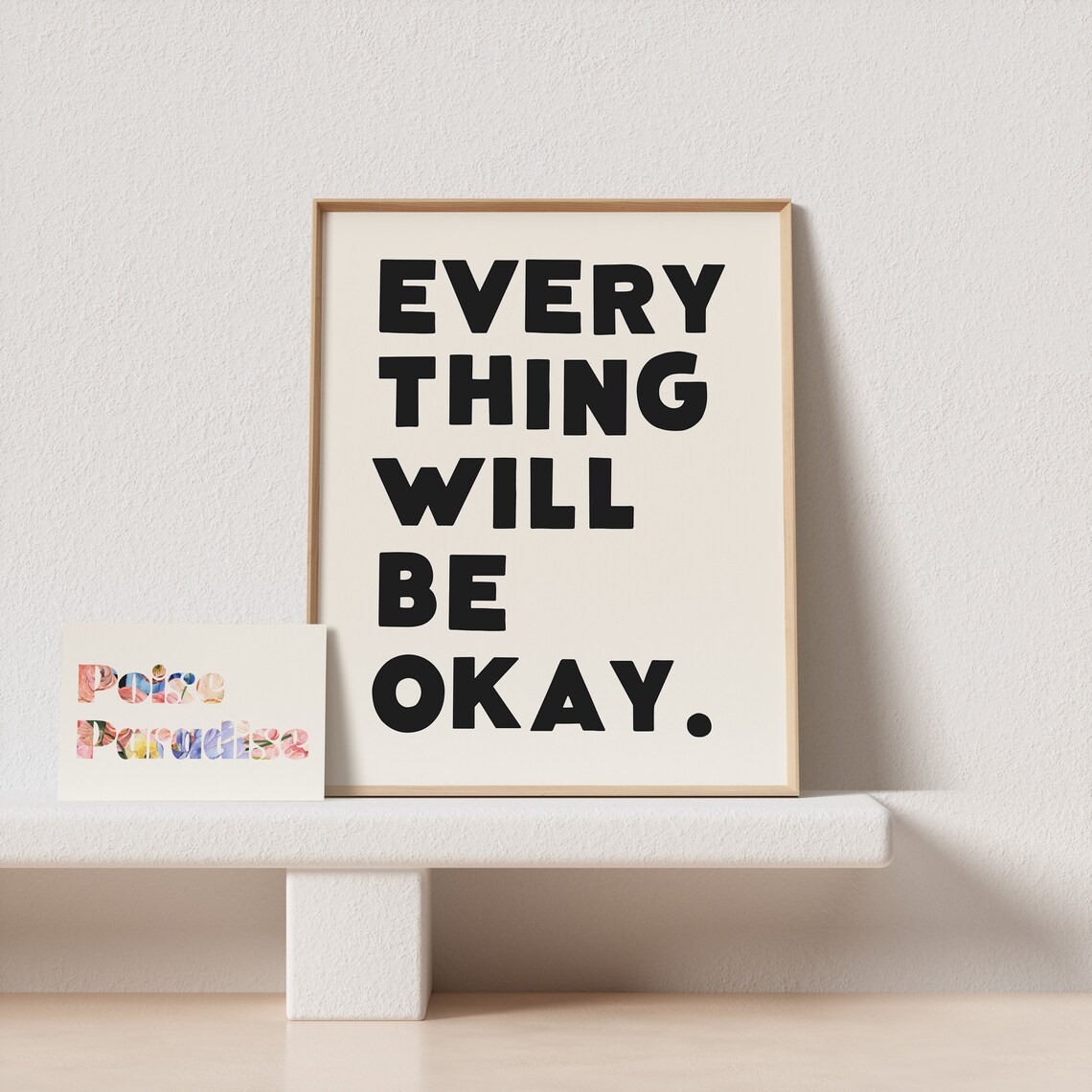 Everything Will Be Okay Wonky Typography Art Print - Image 4
