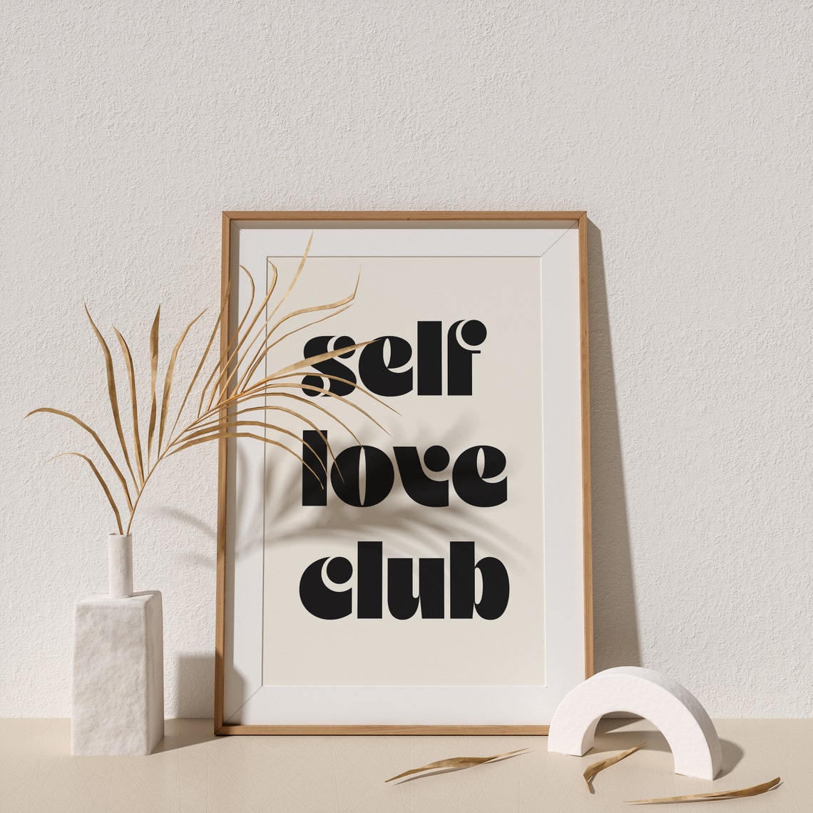 Self Love Club Bold Retro Lowercase Typography Poster Black Cream - Image 3