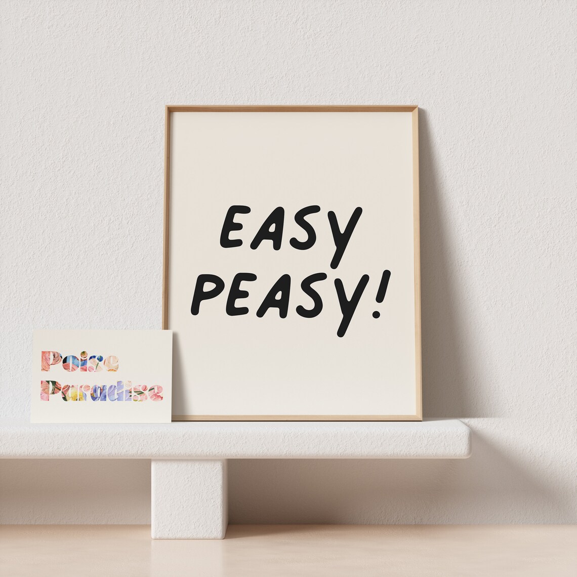Easy Peasy Funny Hand Lettered Poster in Bold Black Ink on Cream - Image 4